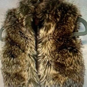 Kids Faux Fur Vest - Brown